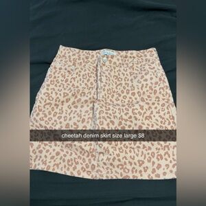Cheetah Print Denim Skirt